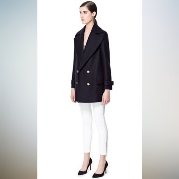 Zara Woman Wool Coat Black XS - Picture 1 of 9
